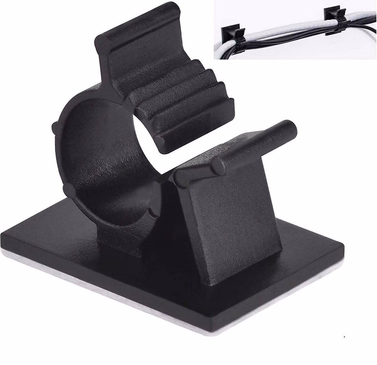 Elfcam – Clips Câble Adhésif Réglable pour Fibre Optique | Noir | Maison/Bureau | Attache Fil (Lot de 60)