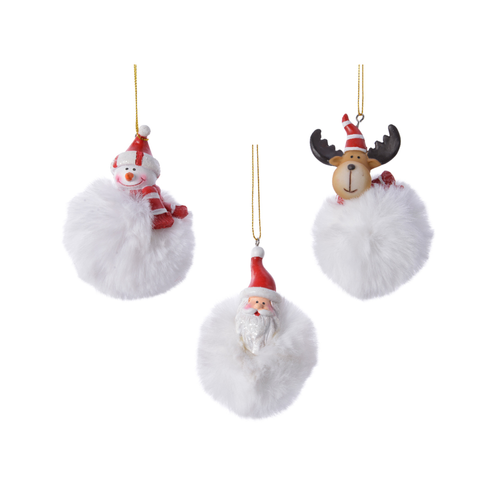 SUSPENSION DE NOËL FIGURINE AVEC POMPON BLANC
