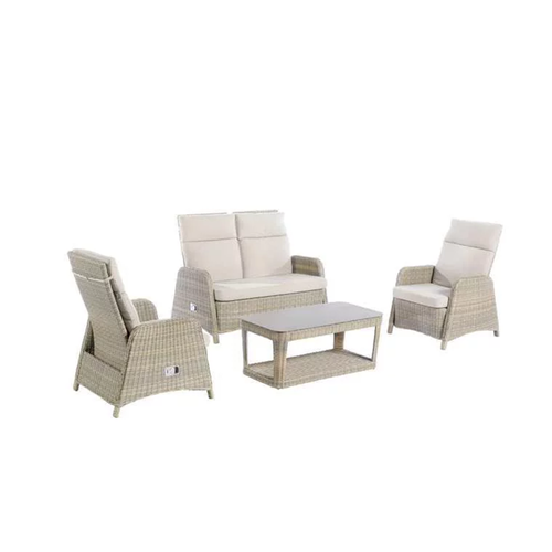 SALON DE JARDIN INCLINABLE ENSEMBLE 'VERANDO' 4 PIÈCES MWH® BEIGE