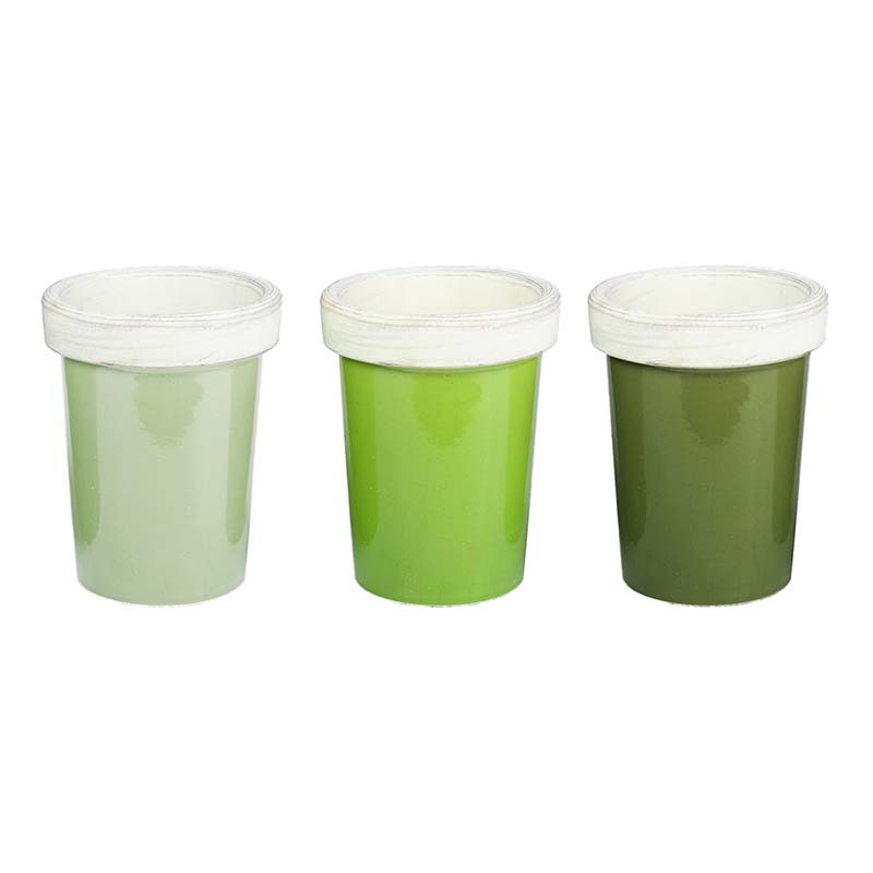 Pot Long Tom vert en terre cuite - 3 teintes