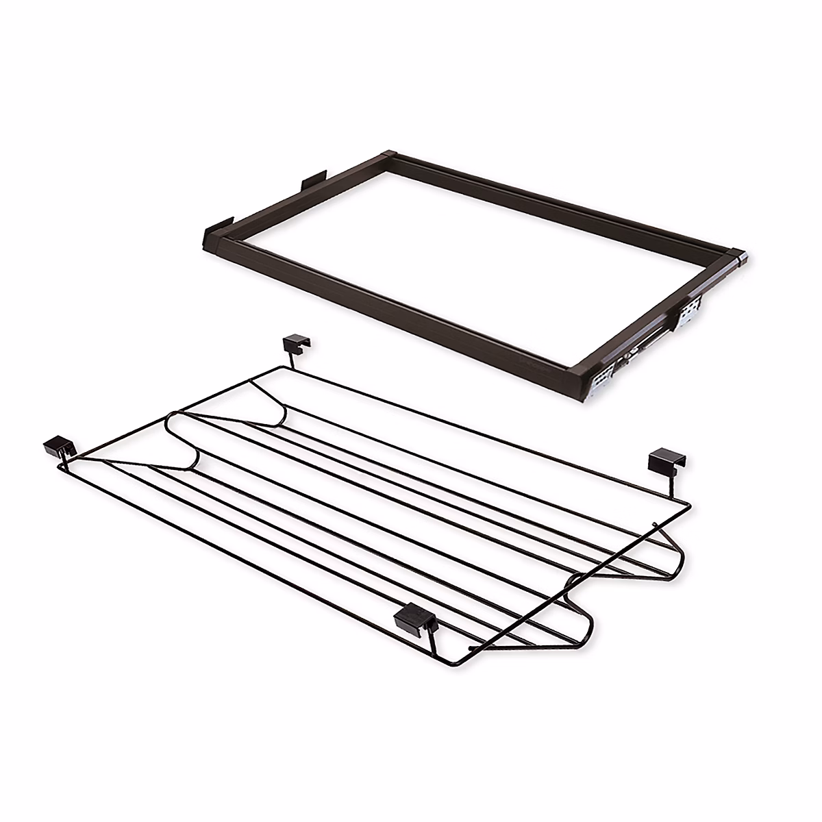 Emuca Kit de rangement de chaussures en métal et cadre de roulement pour armoires Moka – fermeture souple, réglable, module de