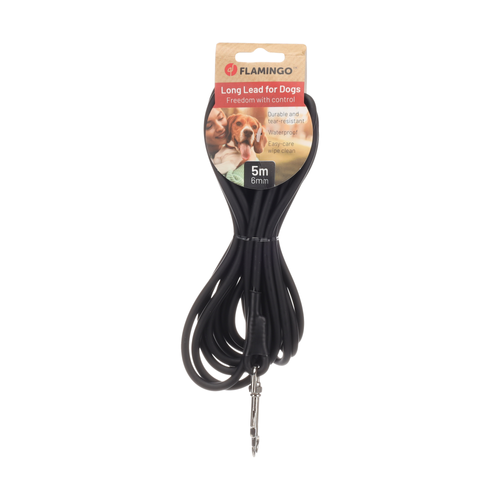 LAISSE D'ENTRAÎNEMENT POUR CHIEN FLAMINGO® - CASPAR NOIR - 5M - ⌀0,6CM