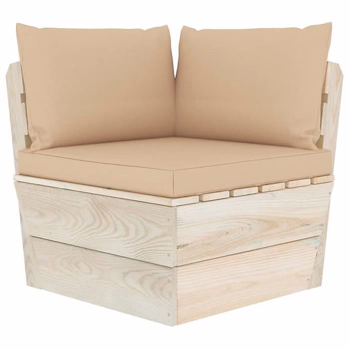 Canapé d'angle – vidaXL, Palette de jardin, épicéa imprégné, 4 personnes, Beige
