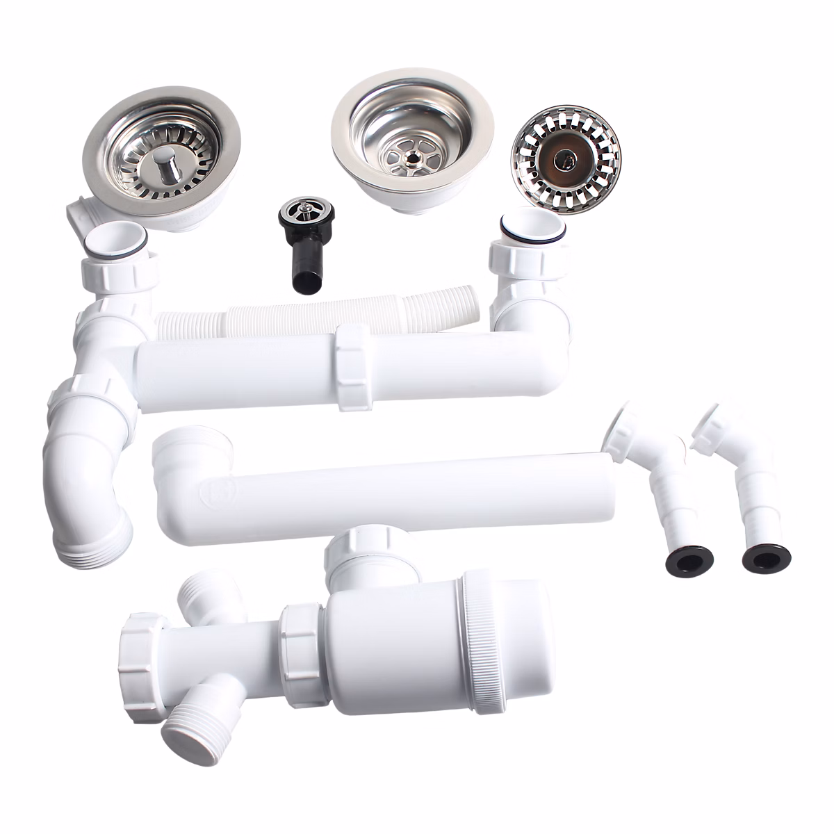 Kit de vidage B manuel évier avec panier acier inoxydable 1 – 5 ou 2 bacs
