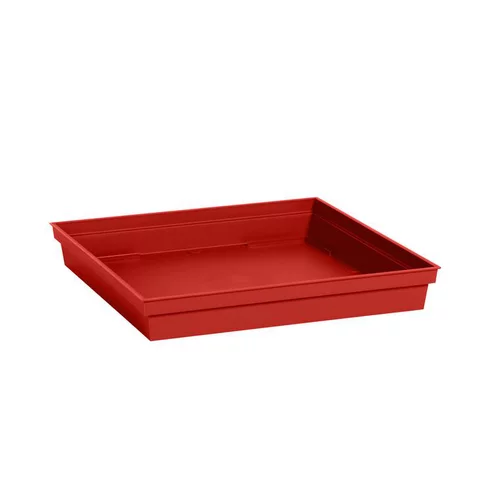 Côté extérieur:Soucoupe Toscane carree Rouge rubis L32,6x l32,6x H4 cm