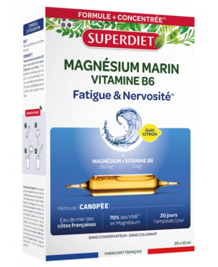 Super Diet - Magnésium Marin et Vitamine B6 20 ampoules de 10 ml