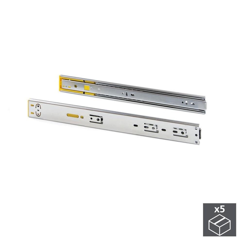 EMUCA SRL 5 paires de coulisses pour tiroirs à billes, sortie totale, fermeture amortie, L 450 mm