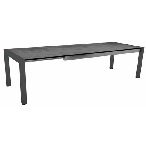 Facile au jardin：Table extensible coloris anthracite/Ciment en aluminium Stern - 214/254/294 x 100 x 75 cm