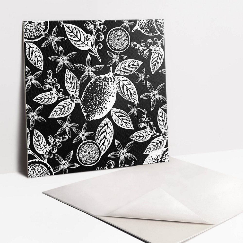 Carreaux vinyle Tulup 30 × 30 cm Abstraction en noir et blanc 9 pcs