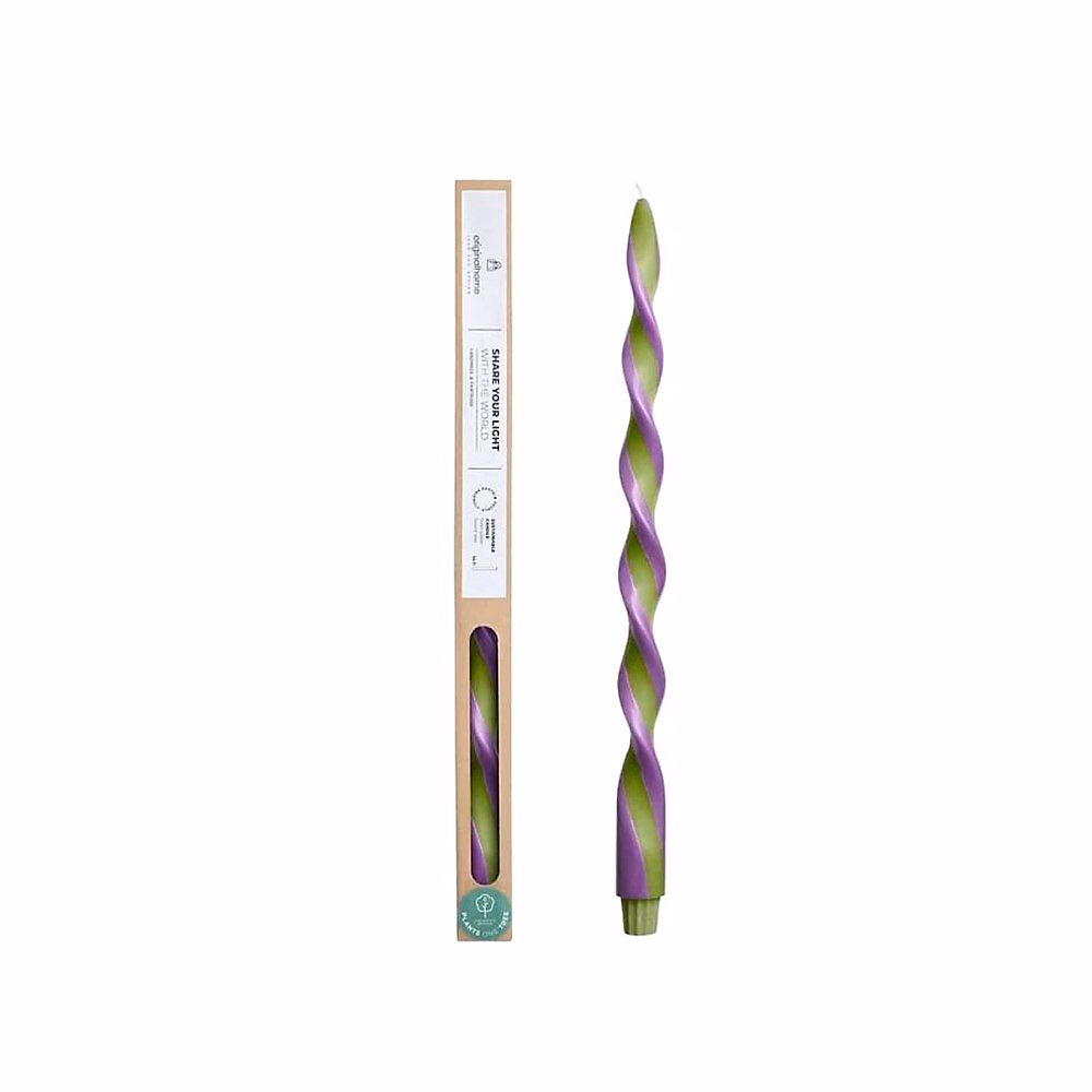 Bougie spirale bicolore vert – parme 40cm