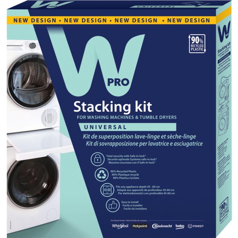WPRO Kit de superposition colonne avec tablette coulissante