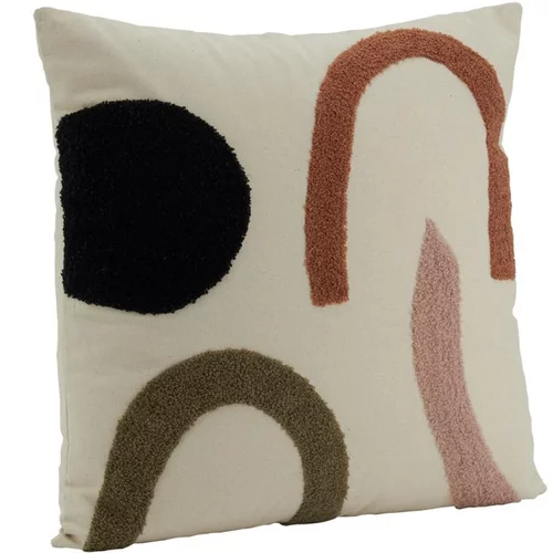 Pour votre espace：Coussin Abstrait en coton beige, rose et vert 45x45 cm