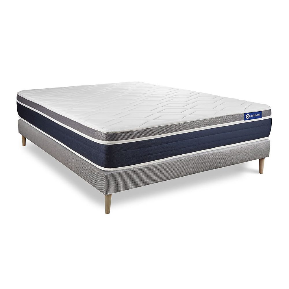 Ensemble – Matelas Hybride 26cm d'épaisseur, 7 zones de confort, Confort mi ferme, Sommier tapissier en kit