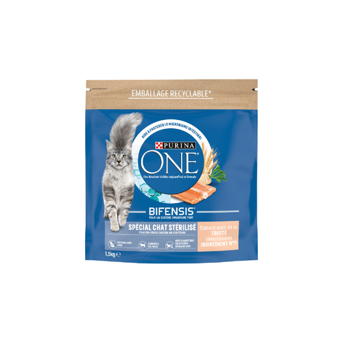 CROQUETTES CHAT PURINA® ONE® SPÉCIAL CHAT STÉRILISÉ TRUITE - 1.5KG