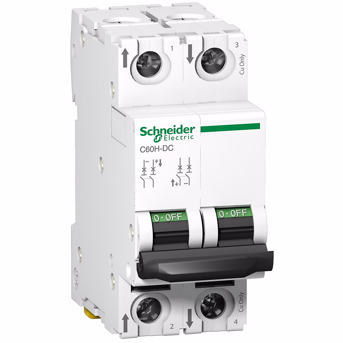 A9n61539 Disjoncteur Courant Continu Dc – 2p, 63a, Courbe C, à Vis, Schneider C60h-dc