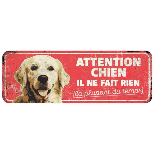 Jardin pour tous：Panneau d'avertissement golden retriever coloris rouge en métal galvanisé D&D Home - 40 x 13 x 0,3 cm