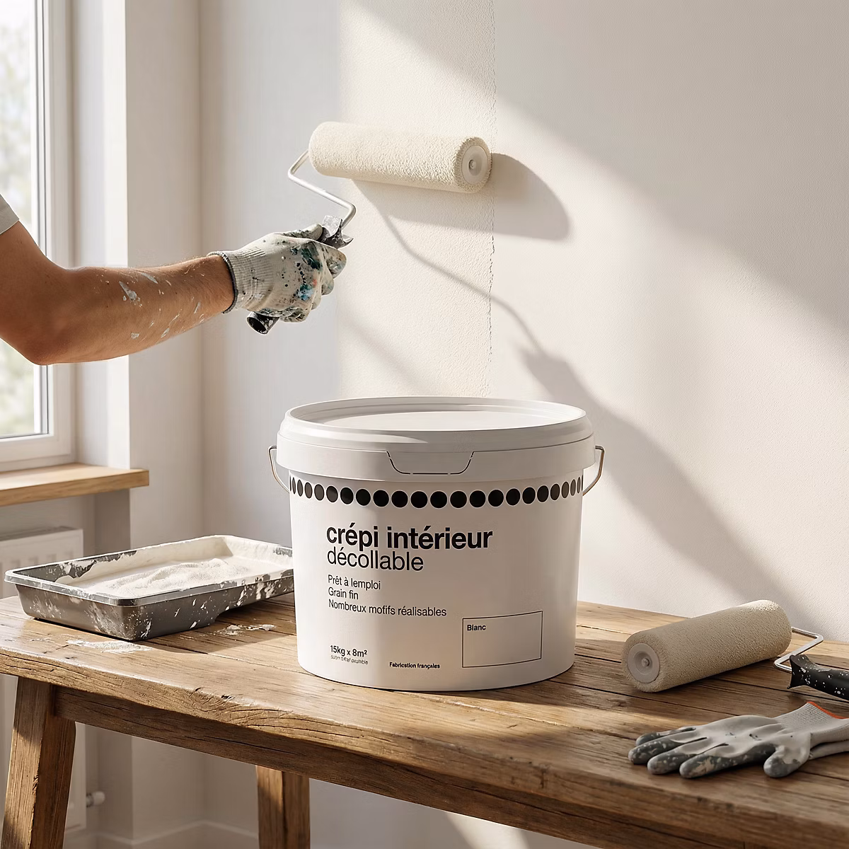 Peinture et enduit à effet décoratif – Crépi intérieur décollable blanc mat 15kg