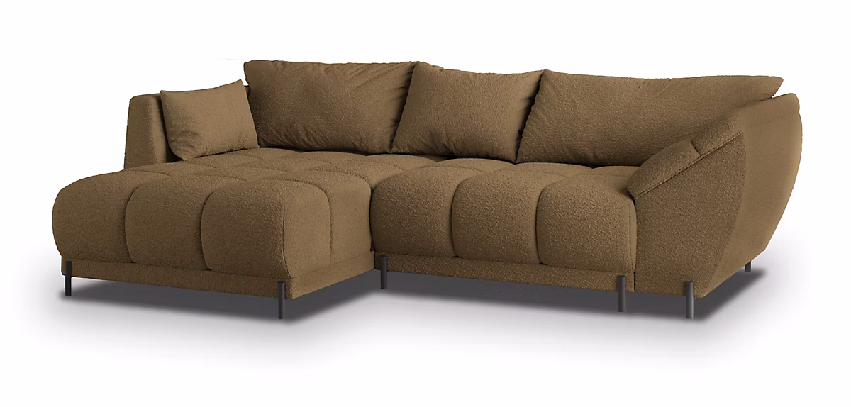 Canapé d'angle vestano orange en bouclé avec fonction de couchage – Réf. PJDBBXBRQ4487883505