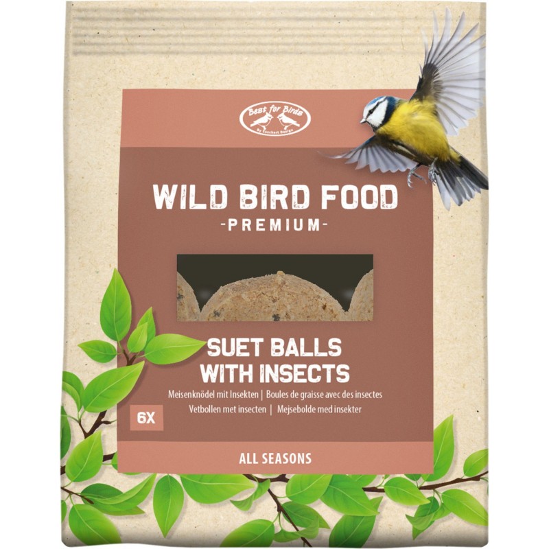 6 Boules de graisse avec insectes 4 saisons pour oiseau