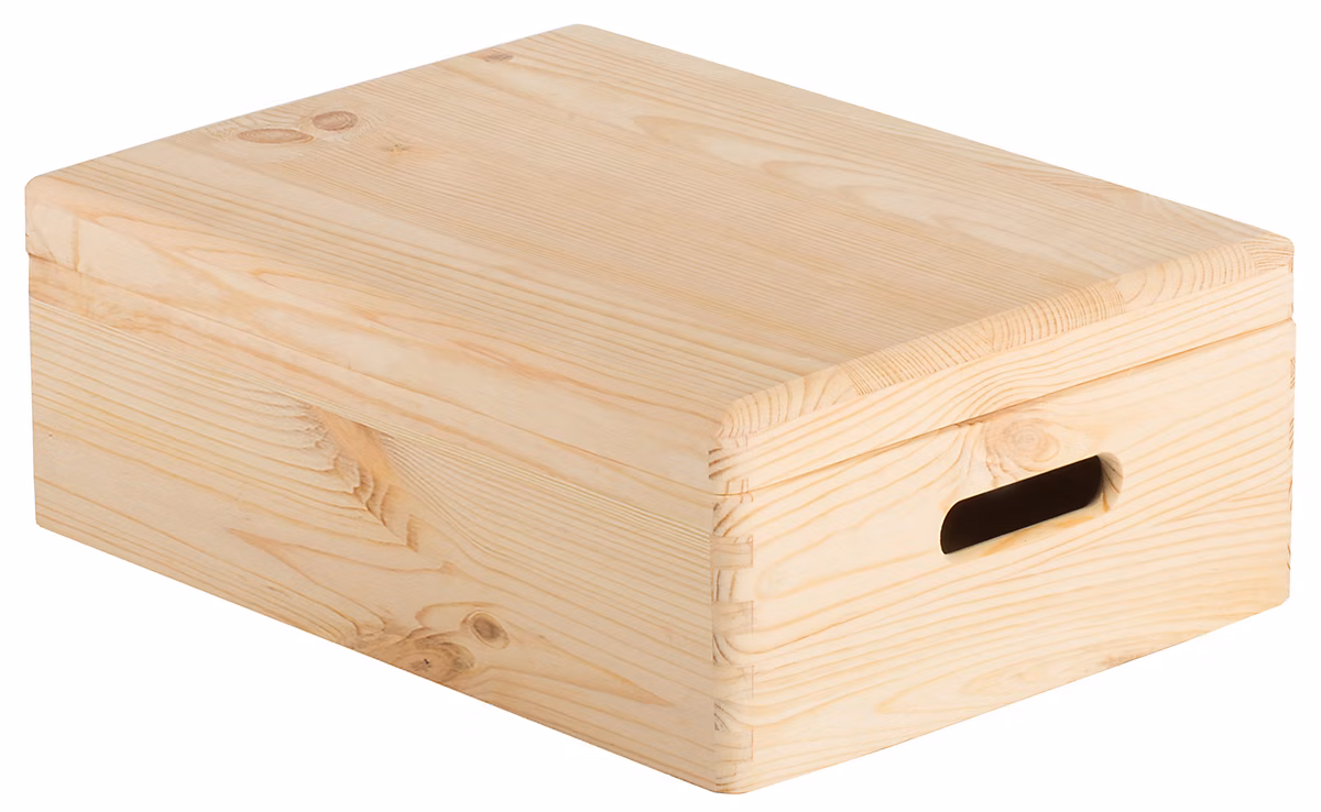 Boîte de rangement en pin massif avec couvercle 14 × 40 × 30cm