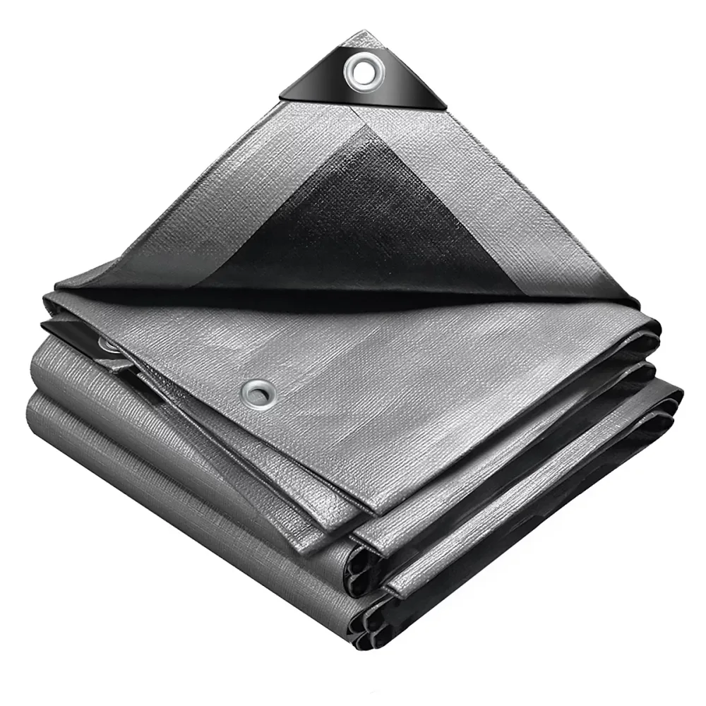 Bâche de Protection en Polyéthylène resistant et impermeable 240g/m² gris et noir 2 × 3m VOUNOT