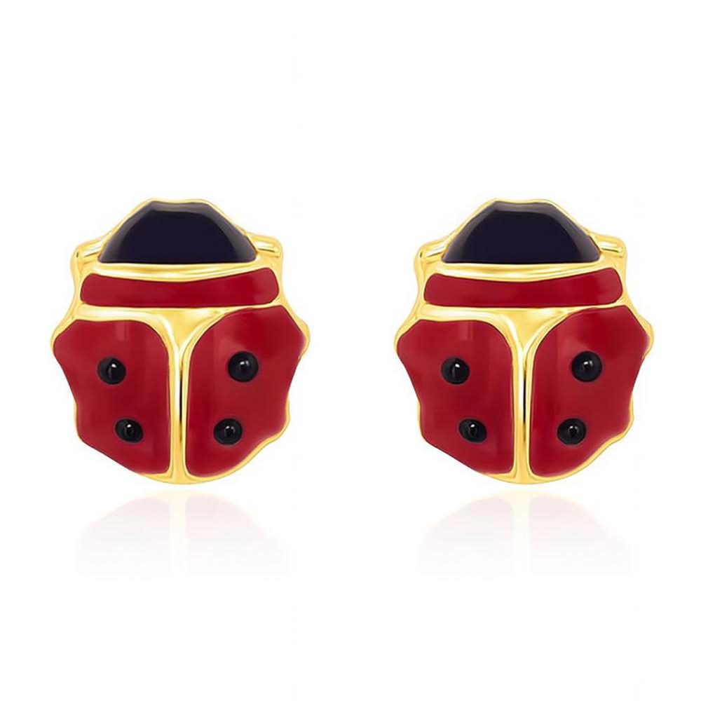 L'ATELIER D'AZUR Boucles d'Oreilles Or 18 Carats 750/000 Jaune - Coccinelles - Enfant