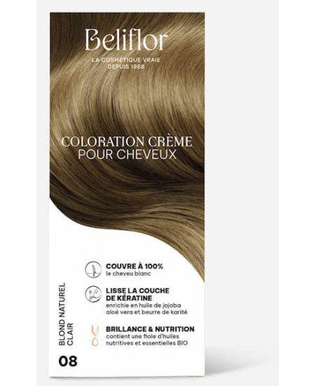 Beliflor Coloration Crème pour Cheveux 08 Blond Naturel Clair