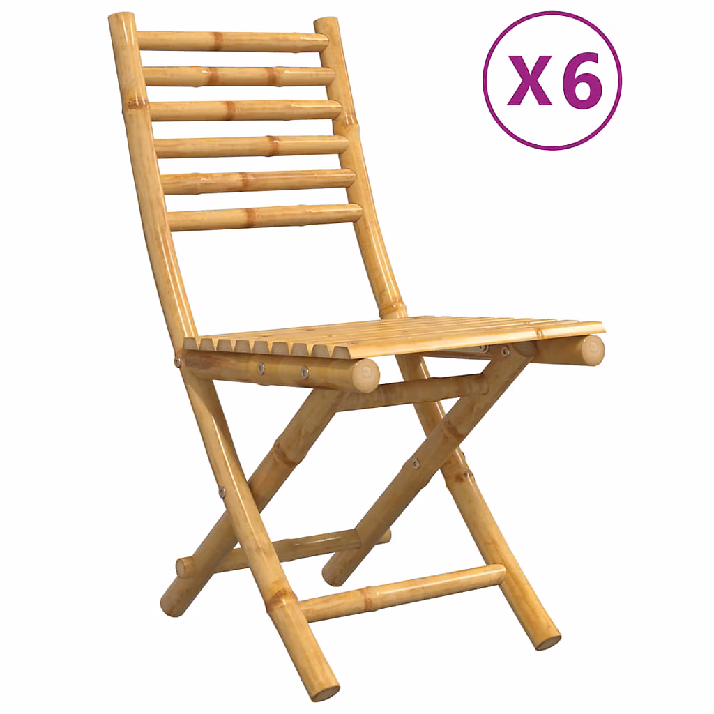 Chaises pliantes 6 pièces 43 × 54 × 88 cm en bambou vidaXL
