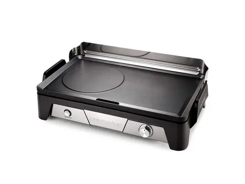 Maison & jardin：Plancha électrique Cook&Serve coloris noir en inox satiné Riviera & Bar 2040 W - 57,5 x 20 x 37 cm