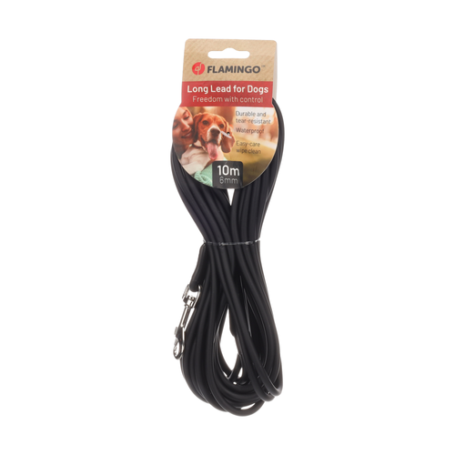 LAISSE D'ENTRAÎNEMENT POUR CHIEN FLAMINGO® - CASPAR NOIR - 10M - ⌀0,6CM