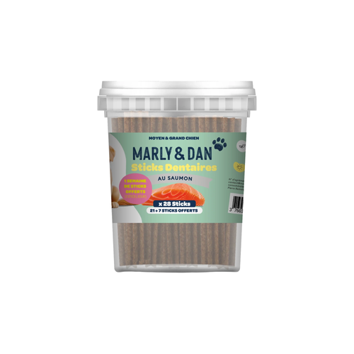 SEAU STICKS DENTAL CHIEN MARLY & DAN® - M/L - 21+7 STICKS OFFERTS