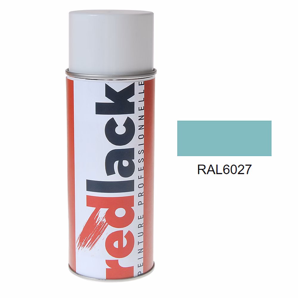 Bombe de peinture Aérosol – spray, 400ml, RAL 6027 Vert clair, Brillant, multisupport, Redlack, RAL6027