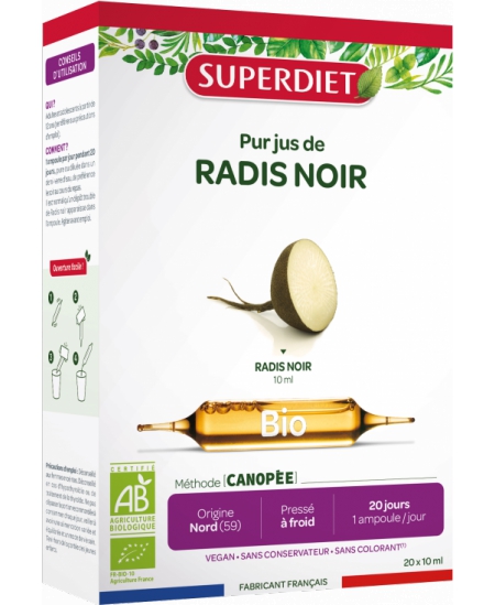 Super Diet - Radis Noir Bio - 20 ampoules de 10 ml