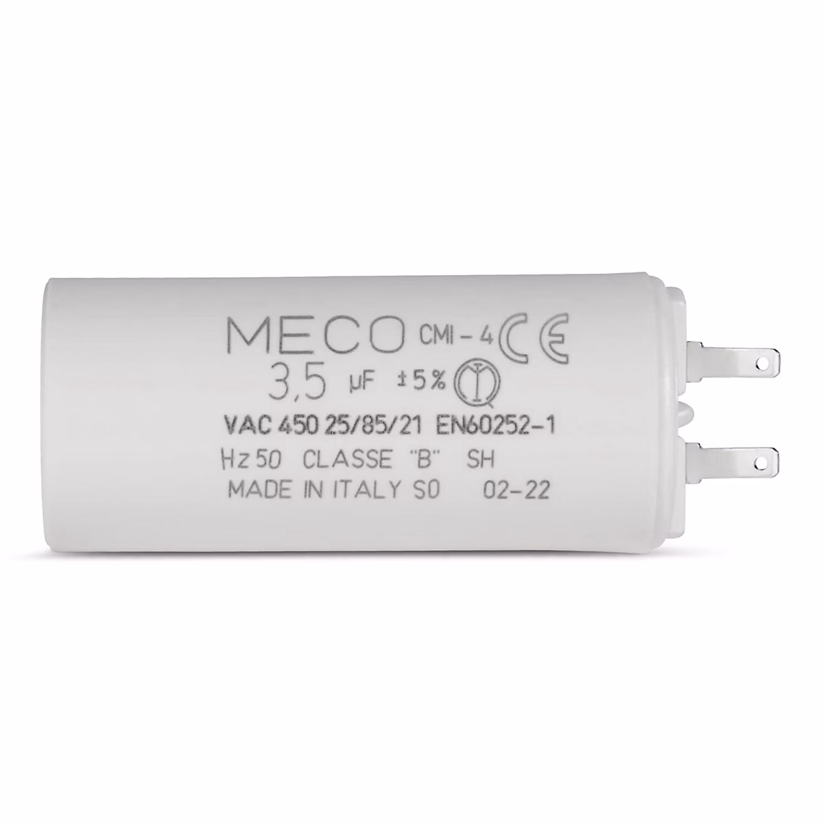 Condensateur ALLOTECH MECO 3 – 5 µF universel (CMI4 354) fond plat et cosses pour moteur de store et électroménager