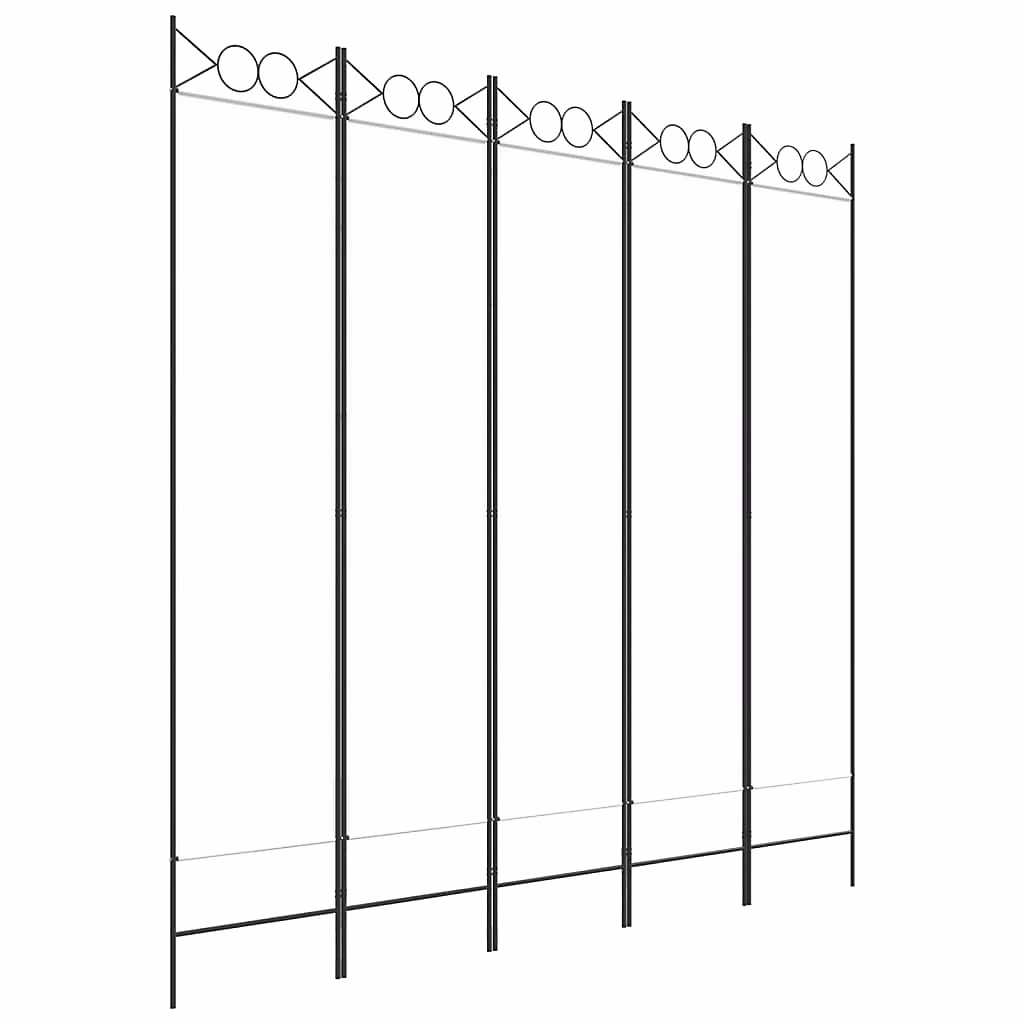 Cloison de séparation 5 panneaux Blanc 200 × 200 cm Tissu vidaXL