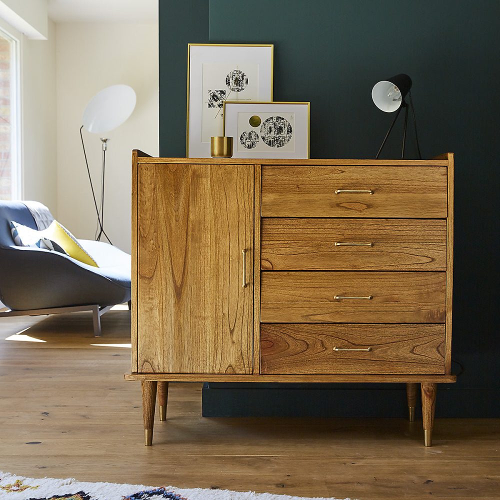 Meuble – Commode en mindi massif 1 porte 4 tiroirs