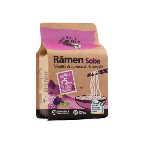 Jardin à vivre：Ramen soba sarrasin et riz complet Autour du Riz - 280 g