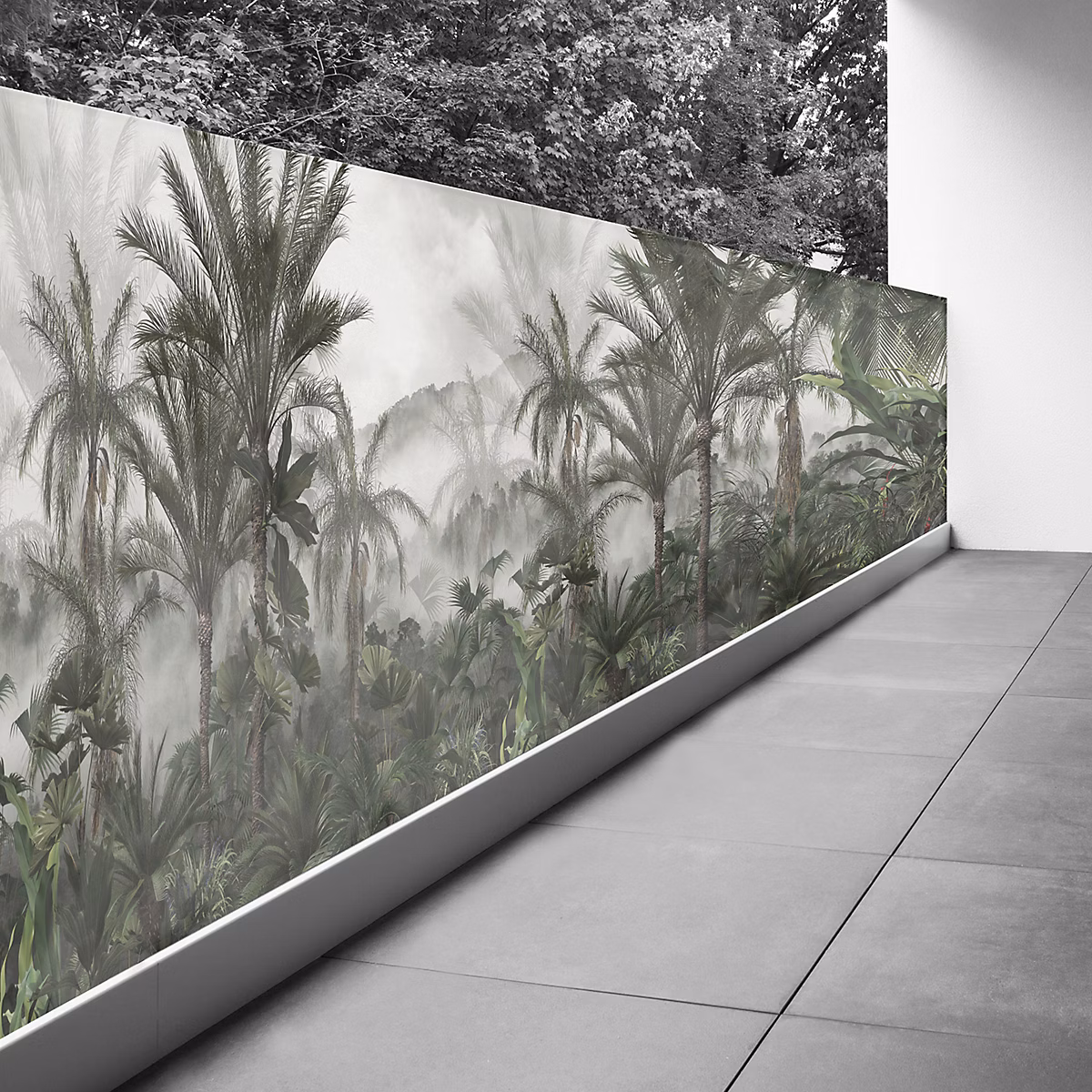 Brise vue Trompe l'oeil – 130 × 487 cm | Forêt tropicale 3617689692166