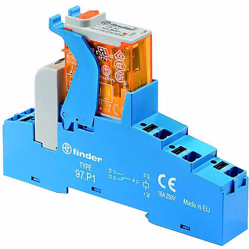Tableau électrique et protection – Bloc relais 12 V/DC 1 inverseur 16 A pour rail DIN 4C.P1.9.012.0050