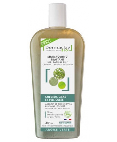 Dermaclay - Capilargil Shampooing Bio à l'Argile verte cheveux gras et pellicules - 400 ml