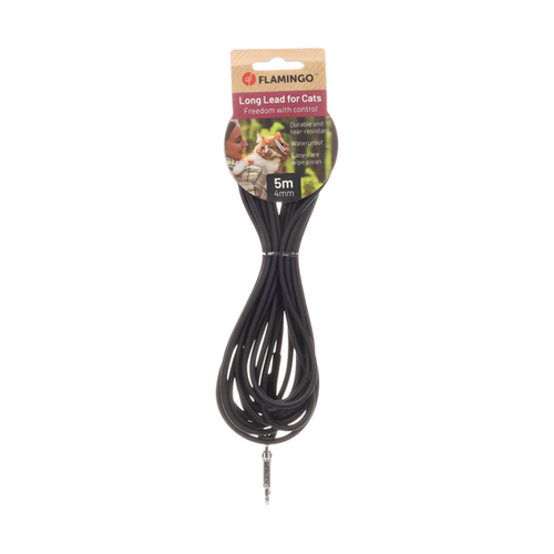 LAISSE D'ENTRAÎNEMENT POUR CHAT FLAMINGO® - CASPAR NOIR - 5M - ⌀0,4CM