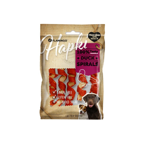 FRIANDISES POUR CHIEN 'HAPKI' FLAMINGO® - SPIRALE AVEC CANARD - 5X85G