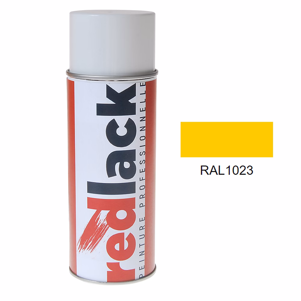 Bombe de peinture Aérosol – spray | 400ml | RAL 1023 Jaune signalisation | Brillant | multisupport | Redlack | RAL1023
