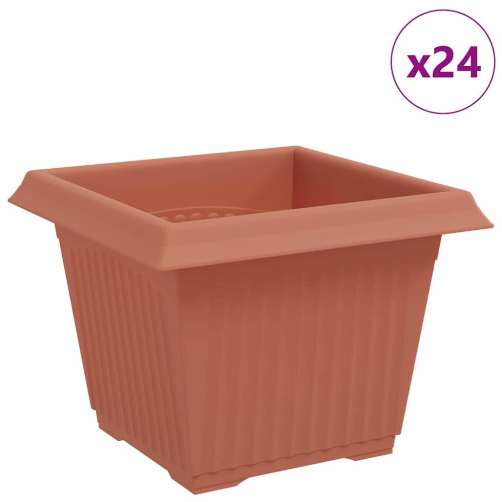vidaXL Pot de Fleurs Carré 24 pc Rouge brique 23 x 23 x 17,5 cm