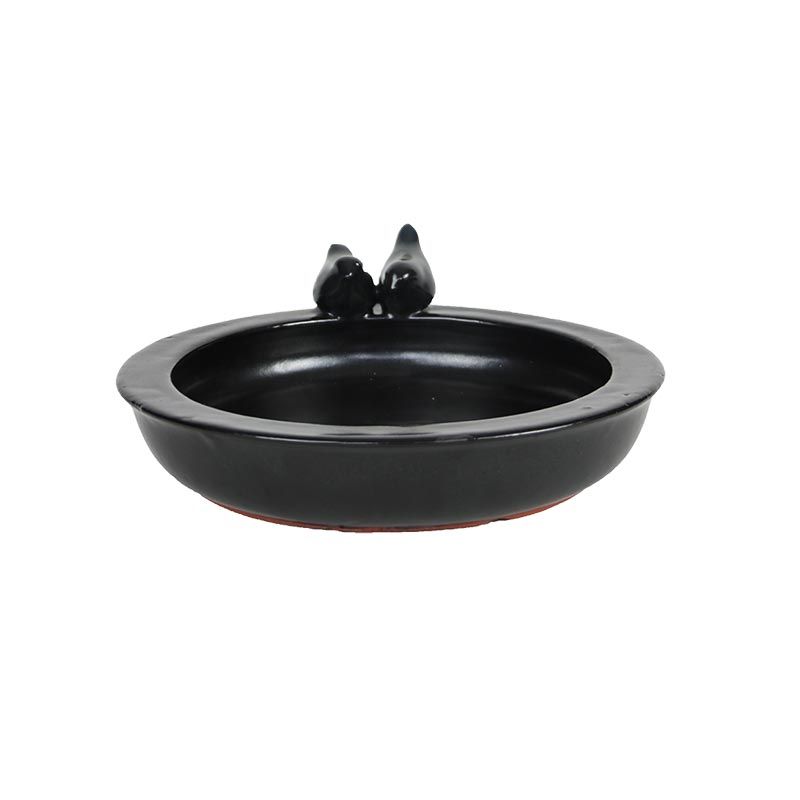 Bain d'oiseaux céramique gris anthracite 33 cm