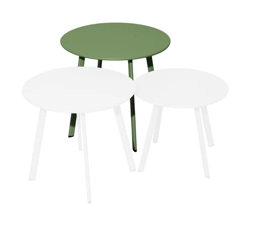 Une sélection pensée pour le jardin：Table basse en acier vert amande Massaï - Ø 50 x H 43 cm