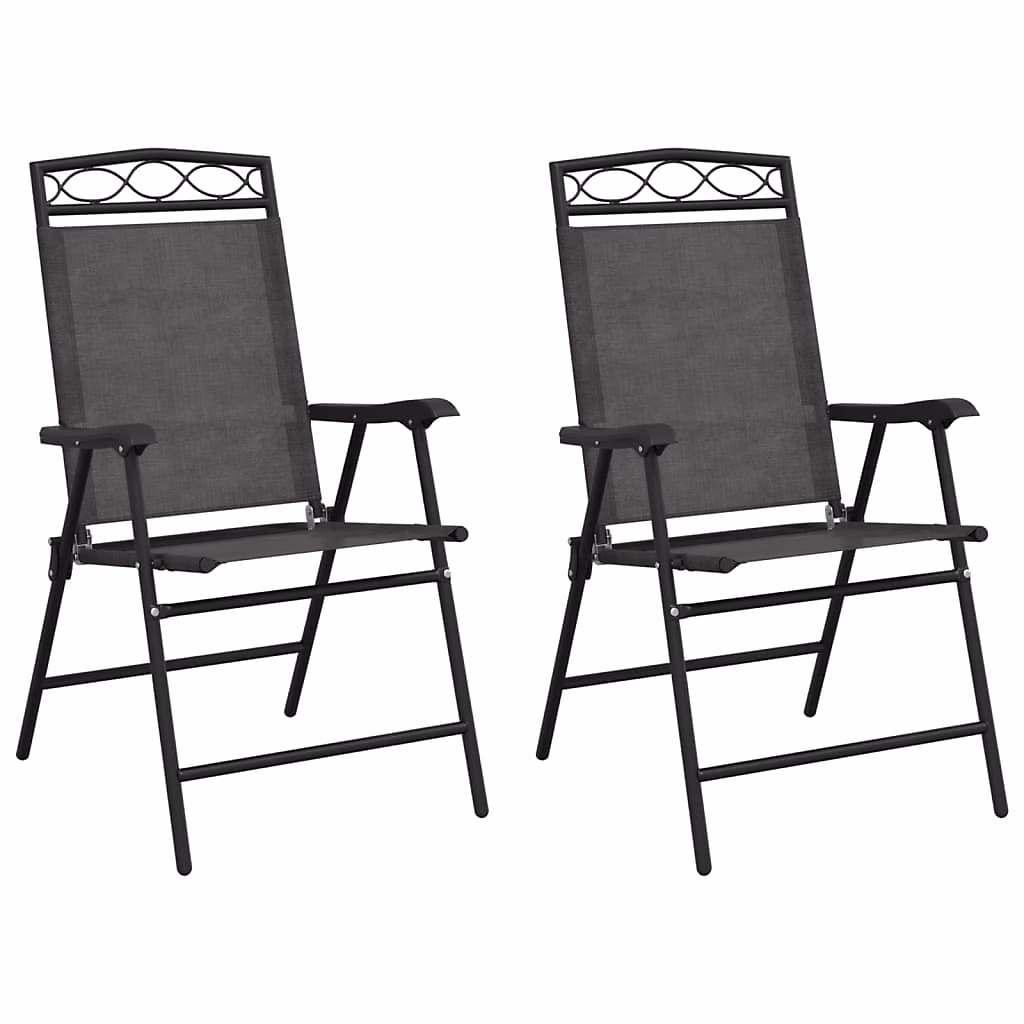 Salon et mobilier de jardin – Chaises pliantes 2 pièces Gris chiné acier et textilène vidaXL