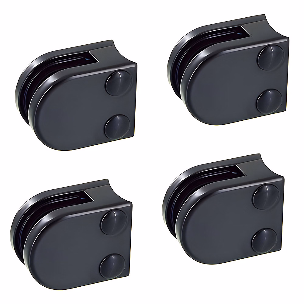 4 x Pince à verre pour tube diam. 42 – 4 modèle 00, Ep. verre 6, 76 mm, Zamak noir RAL 9005