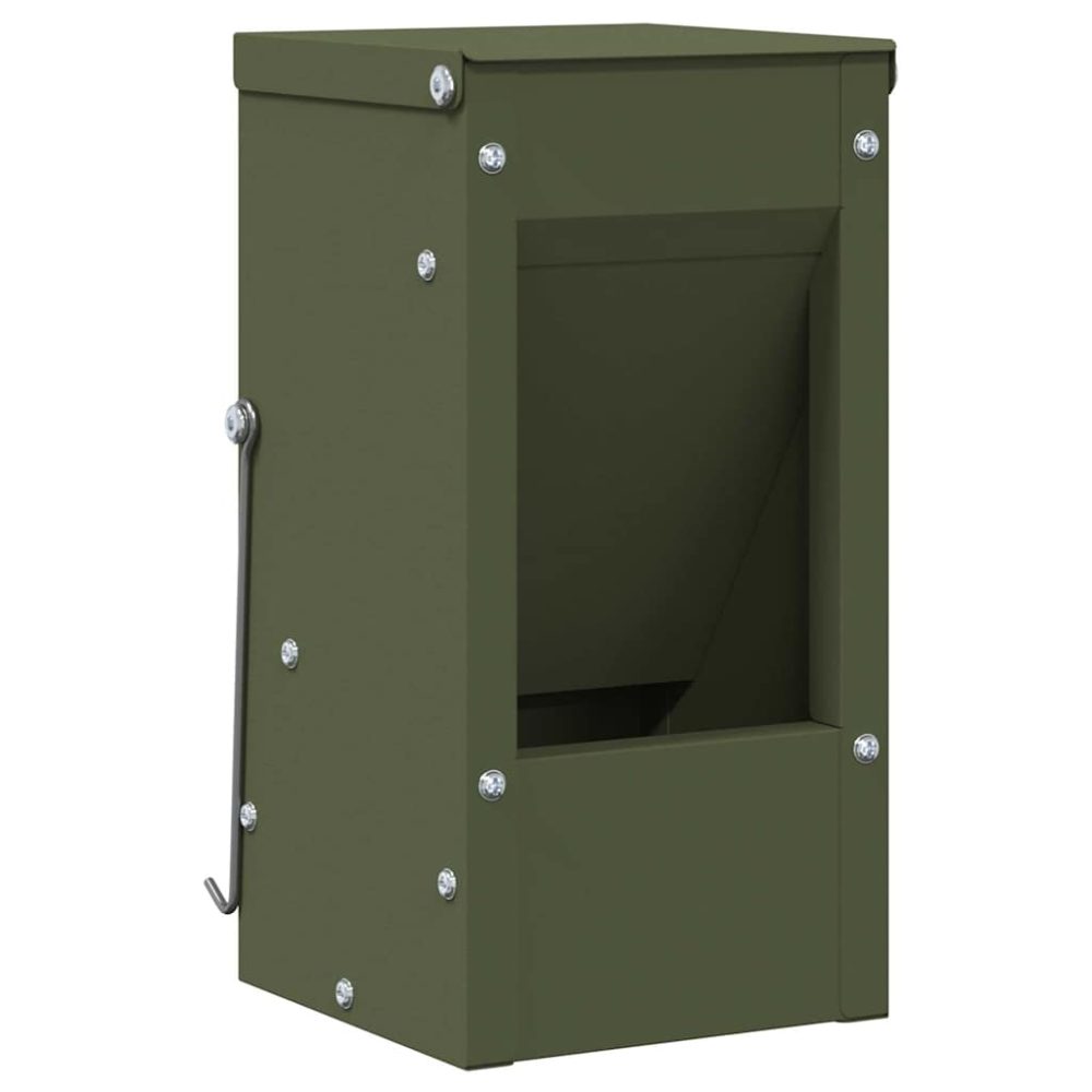 vidaXL Distributeur pour lapins Vert olive 12,5 x 12,5 x 25 cm 1,5 kg