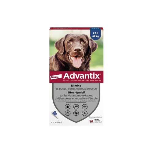 PIPETTES ANTIPARASITAIRE ADVANTIX® - GRAND CHIEN - 4X4,0ML
